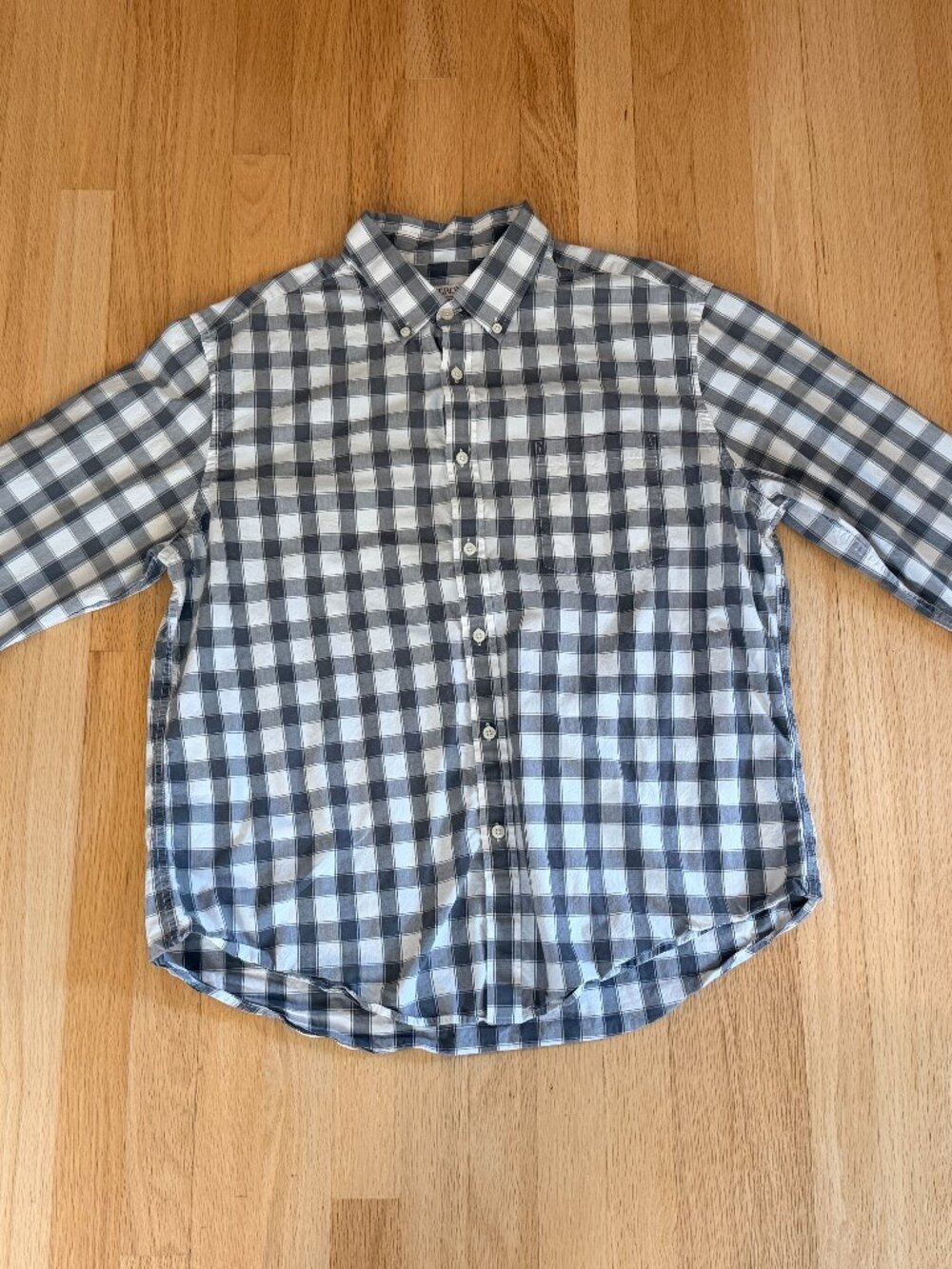 Merona Men's Long Sleeve Button Down Gingham Plaid Shirt - Size XL